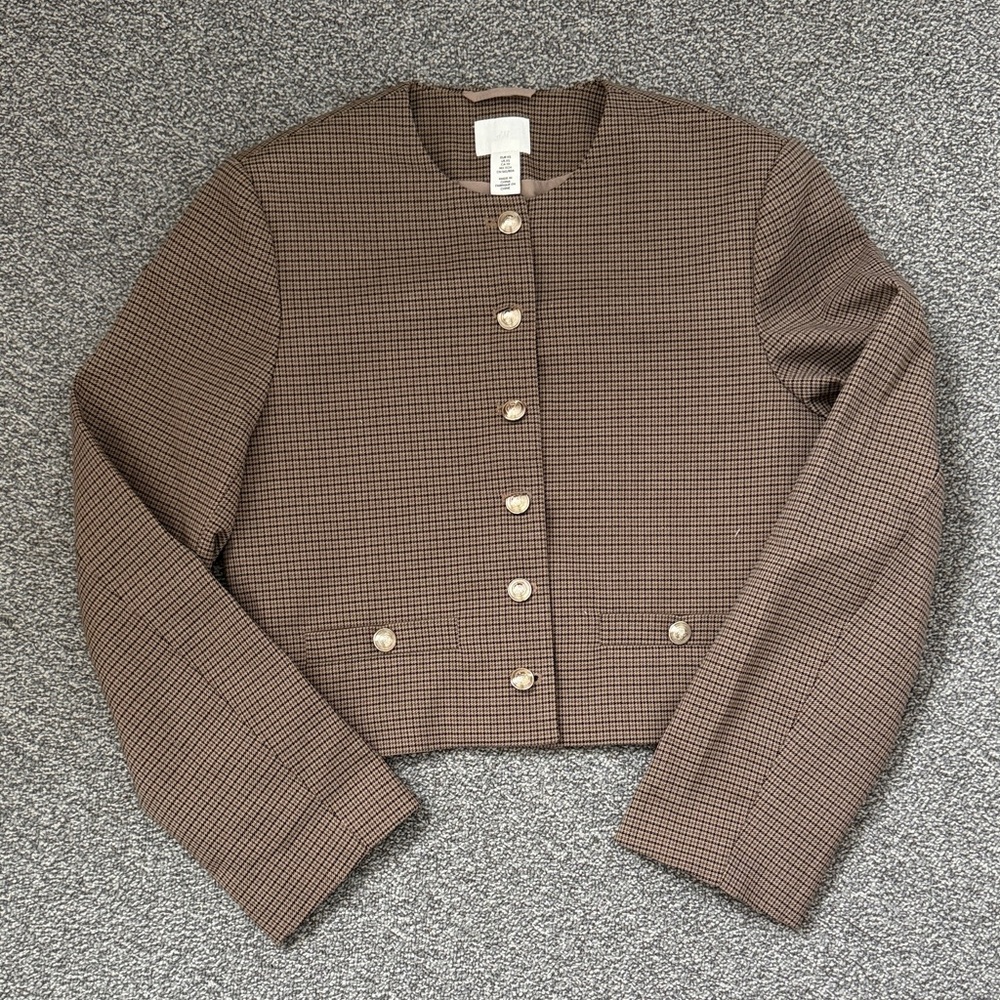 H&M Brown Checkered Women's Blazer